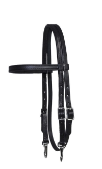 Browband Harness Leather Headstall with Bit Snaps