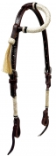 Buffalo Leather Of The Rockies Browband One Ear Headstall With Rawhide Accents - Pony