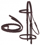 Plain Raised English Snaffle Bridle With Reins
