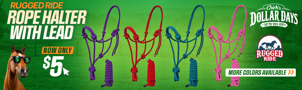 Rugged Ride Rope Halter with Lead $5.00 - Dollar Days Deal