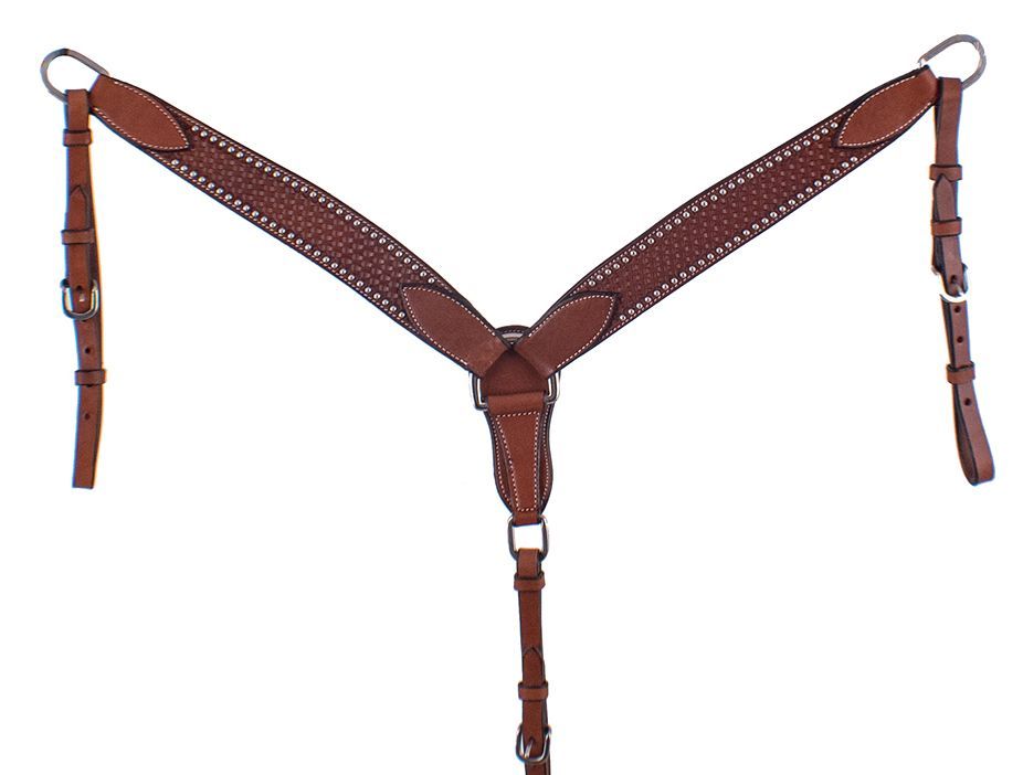 Showman Argentina Cow Leather Basketweave Tooled Breast Collar 