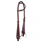 Showman Argentina Cow Leather One-Ear Headstall With Basketweave Tool And Silver Studs