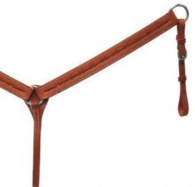 New! Showman ® Dark Brown Argentina Cow Leather Breast Collar with Southwest Beaded Inlays