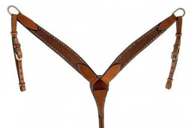 New! Showman Plain Argentina Cow Leather double stitched breast collar
