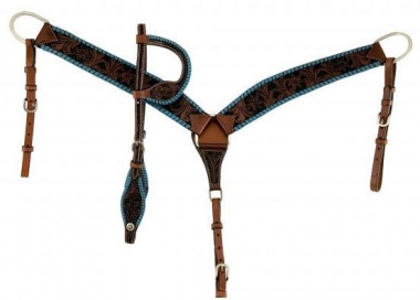 Showman ® Argentina medium oil cow leather with basket weave tooling a