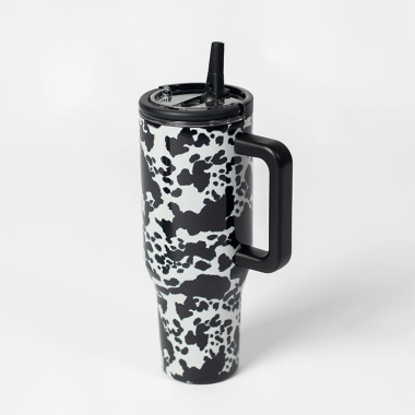 Cow Print 40oz Water Tank Insulated Spill Proof Tumbler: Chicks