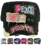 Savana Patch Army Cap - Peace, Love, Faith