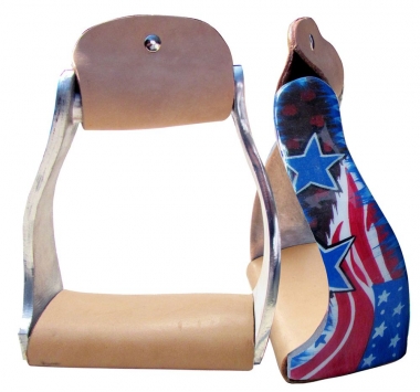 Showman ® Lightweight twisted angled aluminum stirrups with barbwire star design. main image 1