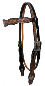 Rugged Ride Cattlemen's Pass Browband Headstall With Basketweave Tooling