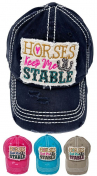 Horses Keep Me Stable Vintage Washed Ball Cap