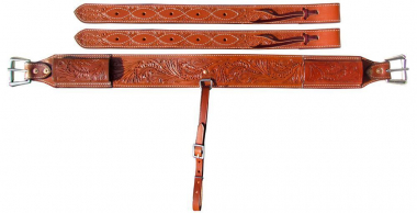 Showman 3 Inch Wide AcornTooled Leather Back Cinch Set: Chicks 