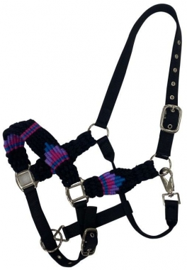 New! Showman Brown and Teal Wool Nose Nylon Halter
