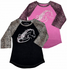 Cowboy Hardware Beautiful Horse Leopard Sleeve Raglan Shirt - Kids