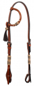Buffalo Leather Rawhide Accented One Ear Headstall with Quick Change Bit Ends