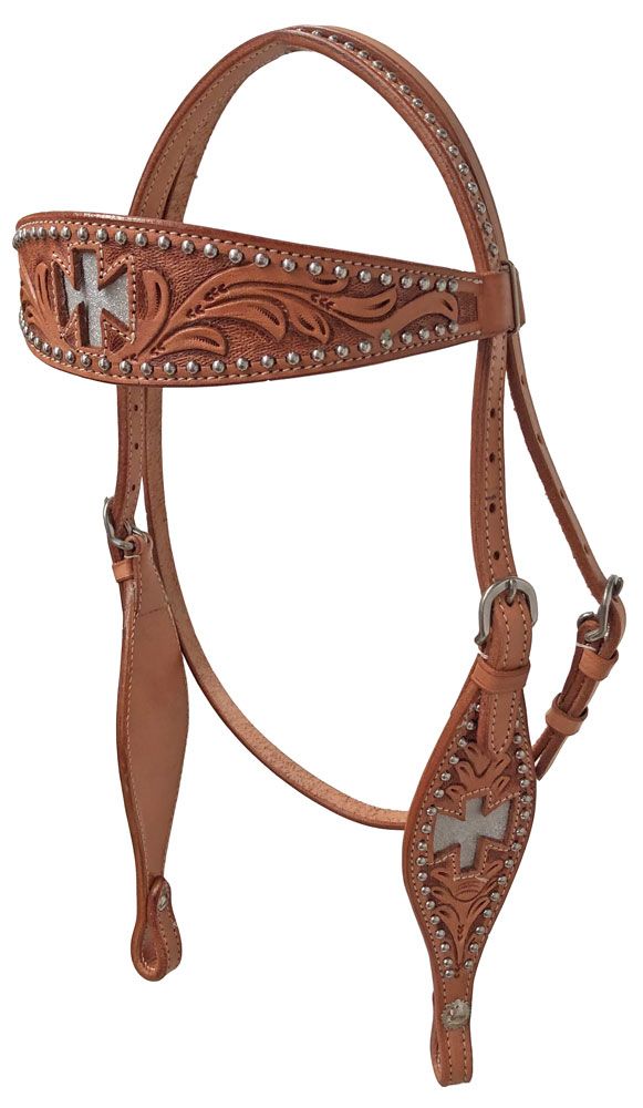 silver cross leather reins