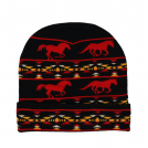 Nativo Black and Red Southwest Running Horses Knit Beanie