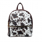 Brown Cowhide Print Faux Leather Backpack