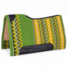 Blue Ridge 34 x 36 Contoured Felt Lined Wool Top Saddle Pad - Green / Yellow