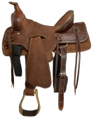 Buffalo Saddlery Hard Seat Oiled Ranch Roper Style Saddle - 16 Inch