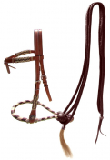 Showman Leather Futurity Knot Bosal Headstall With Brown Mecated Reins
