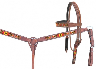 Rugged Ride Browband Headstall And Breastcollar Set With Beaded Inlay ...