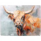 Highland Cow Artwork Tempered Glass Cutting Board