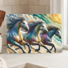 Running Horses Glass Cutting Board - Vibrant Equine Art - 8 x 11