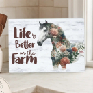 Life's Better On the Farm Floral Equine Cutting Board - 8 x 11