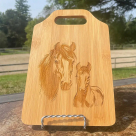 Mare and Foal Horse Engraved 8 x 11  Bamboo Cutting Board / Charcuterie Board / Cheese Board