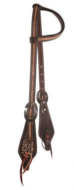 Studded Chocolate Single Ear Short Cheek Headstall with Your