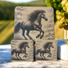 Horse and Music Cork Trivet and Drink Coasters - Gift Set