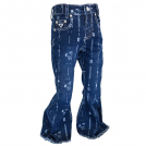 Cowgirl Hardware Infant & Toddler Girl's Dark Wash Horse Aztec Bell Bottom Jeans