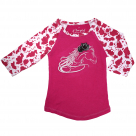 Cowgirl Hardware Beautiful Horse with Cow Print Sleeves Raglan Top - Infant/Toddler