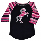 Cowboy Hardware Black Serape Horse Raglan 3/4 Sleeve Top - Youth