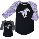 Youth Girl's Cowgirl Hardware Wild Horse 3/4 Sleeve Raglan Top