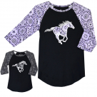 Youth Girl's Cowgirl Hardware Wild Horse 3/4 Sleeve Raglan Top