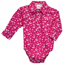 Cowgirl Hardware Hot Pink Daisy Rider Long Sleeve Romper/Western Shirt - Infant/Toddler