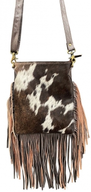 Showman Klassy Cowgirl Leather Crossbody Bag With Hair On Cowhide