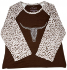 Cowboy Hardware Crystal Skull Leopard Sleeve Raglan