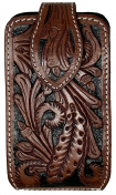 Rugged Ride Floral Tooled Leather Cell Phone Pouch