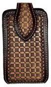 Rugged Ride Basket Stamped  Leather Cell Phone Pouch -  3  X 6 3/4