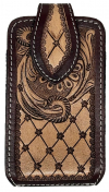 Rugged Ride Diamond and Floral Tooled Leather Cell Phone Pouch