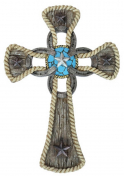 De Leon Resin Cross With Rope And Horseshoes