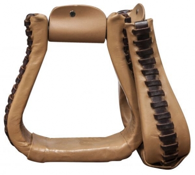 Showman Leather Covered Western Stirrups - Thumbnail 3