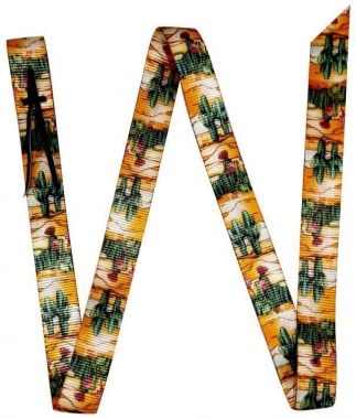 Showman ® Hand Painted Sunflower and cactus print overlay leather tie down noseband and strap. main image 0