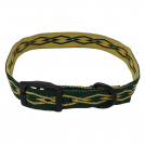 Nylon Dog Collar Green and Gold with Diamond Pattern