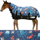 Derby House 600 Denier Waterproof Mini/Pony Combo Neck Turnout Blanket - Under The Sea - 200 gram