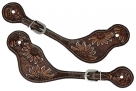 Rugged Ride Deluxe Leather Spur Straps - Sunflower Outlined