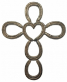 De Leon Collections Cast Iron Horseshoe Heart 9 Inch Wall Cross
