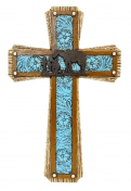 De Leon Collections Resin Turquoise 12 Inch Praying Cowboy Cross